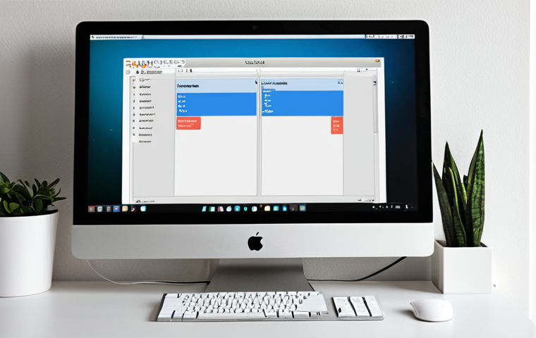 **
A clean and organized computer desktop with a well-structured folder system. Focus on the visual clarity and minimalist aesthetic, conveying a sense of calm and efficiency. Icons are neatly arranged, and a consistent file naming convention is evident (e.g., "20240503-Blogpost-ProductivityTools"). Subtle lighting and a modern desk setup enhance the feeling of digital well-being.
**