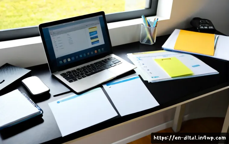 Home 30 생산성 도구의 선택과 활용에 대한 실무 팁 - Photorealistic home office scene showing a professional comparing productivity tools on a clean desk...
